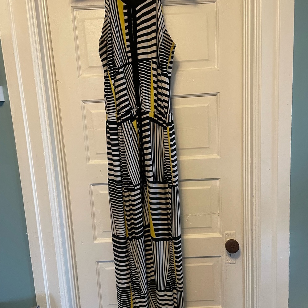 Striped Black and Yellow Maxi Dress